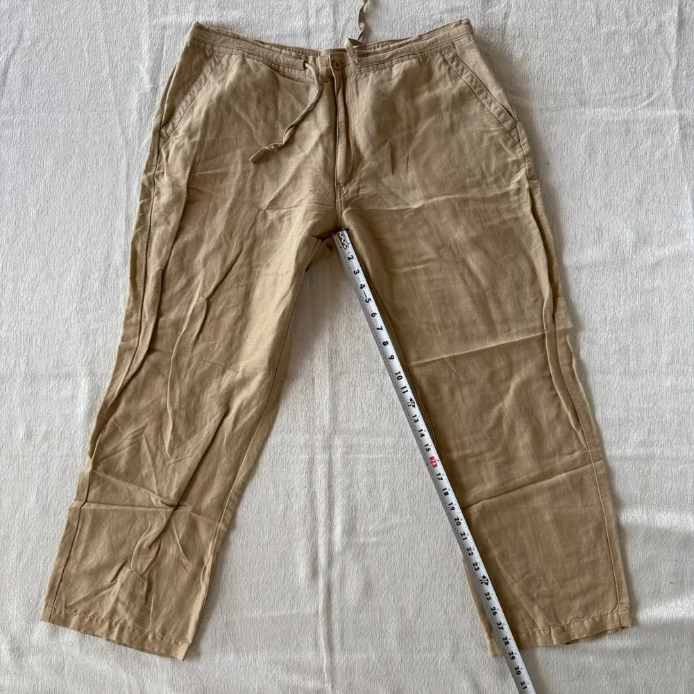 Cubavera Linen Blend Drawstring Pants Relaxed Beige Men Size XL Tall Coastal